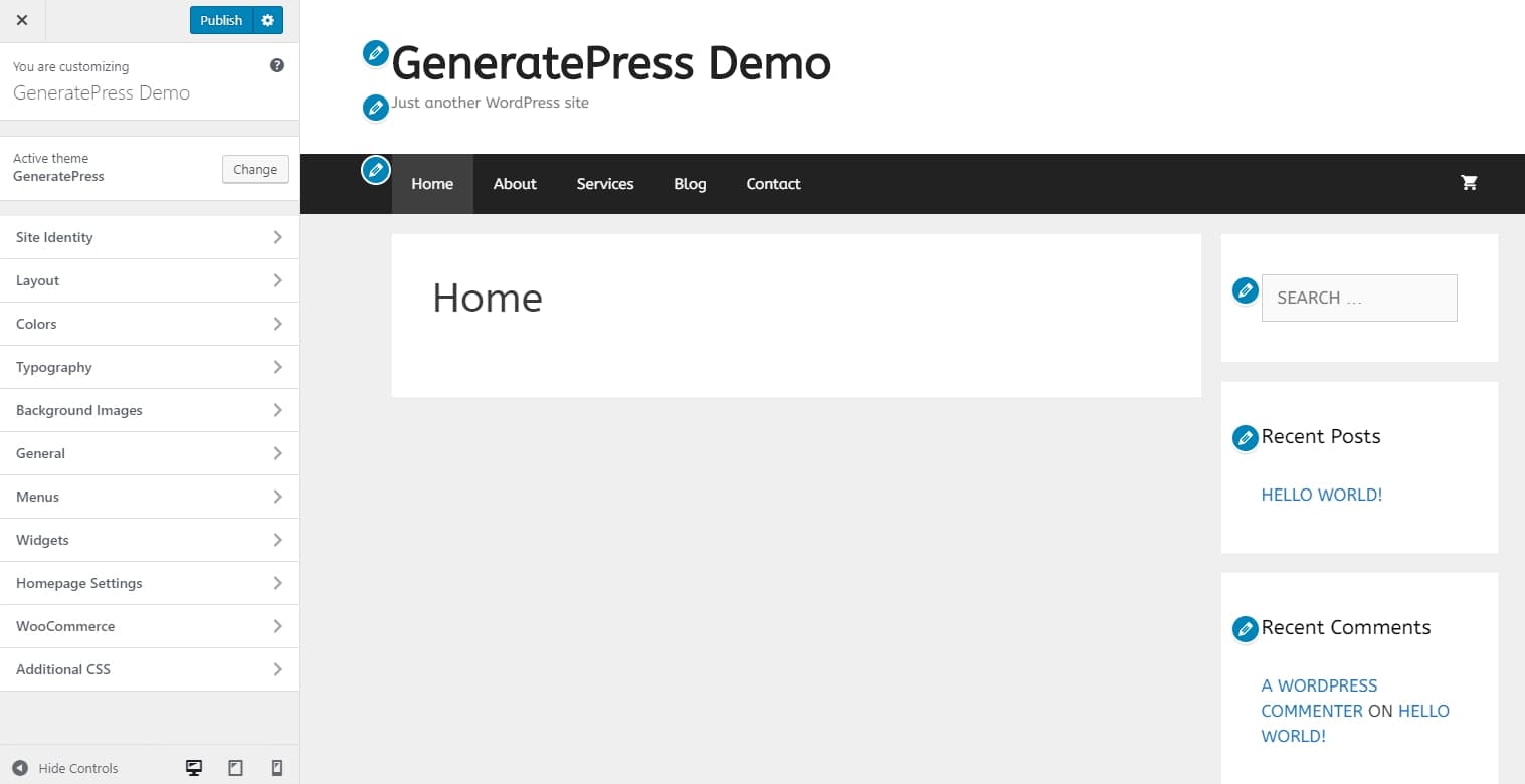 GeneratePress customizer