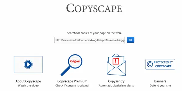 Copyscape - Phần mềm kiểm tra content