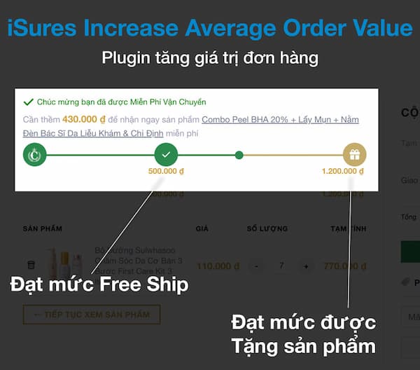 Plugin iSures Increase Average Order Value - Tăng giá trị đơn hàng