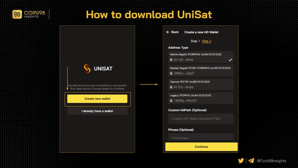 Hướng dẫn cài đặt ví UniSat 2